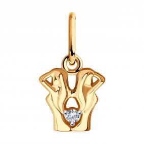 Золотая подвеска знак зодиака Близнецы SOKOLOV с фианитом 036362 036362 фото