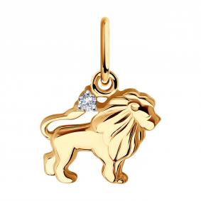 Золотая подвеска Знак зодиака Лев SOKOLOV с фианитом 036364 036364 фото