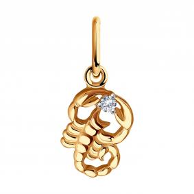 Золотая подвеска Знак зодиака Скорпион SOKOLOV с фианитом 036367 036367 фото