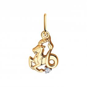 Золотая подвеска знак зодиака Козерог SOKOLOV с фианитом 036369 036369 фото