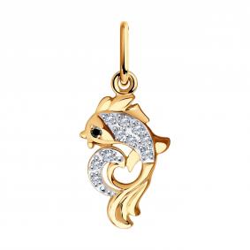 Золотая подвеска SOKOLOV 036372 с фианитом 036372 фото