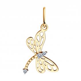 Золотая подвеска SOKOLOV 036373 с фианитом 036373 фото