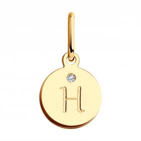 Золотая подвеска-буква Н SOKOLOV с фианитом 036385 036385 фото