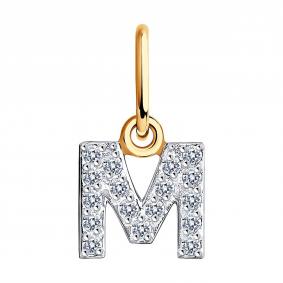Золотая подвеска-буква М SOKOLOV с фианитом 036396 036396 фото