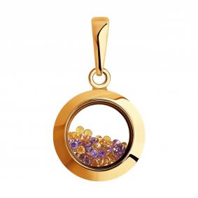 Золотая подвеска SOKOLOV с подвижным фианитом и минеральным стеклом 036500 036500 фото