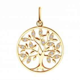 Золотая подвеска SOKOLOV 036578 с фианитом 036578 фото