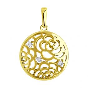 Подвеска из лимонного золота SOKOLOV 036633-2 с фианитом 036633-2 фото