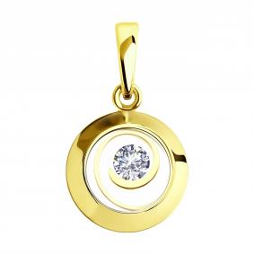 Подвеска из лимонного золота SOKOLOV 036654-2 с фианитом и минеральным стеклом 036654-2 фото