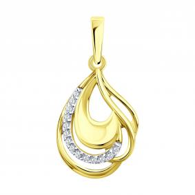 Подвеска из лимонного золота SOKOLOV 036713-2 с фианитом 036713-2 фото