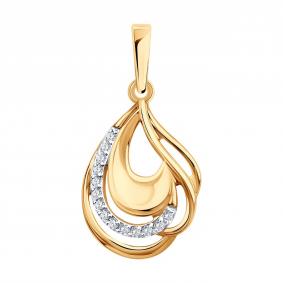 Золотая подвеска SOKOLOV 036713 с фианитом 036713 фото