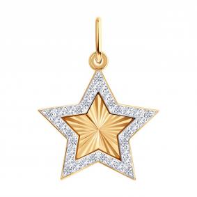 Золотая подвеска SOKOLOV 036715 с фианитом 036715 фото