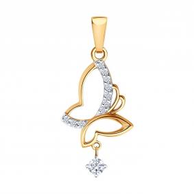 Золотая подвеска SOKOLOV 036820 с фианитом 036820 фото