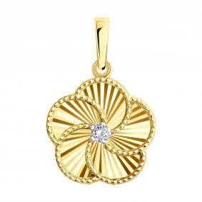 Подвеска из лимонного золота SOKOLOV 036863-2 с фианитом 036863-2 фото
