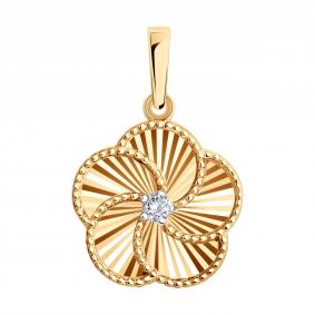 Золотая подвеска SOKOLOV 036863 с фианитом 036863 фото