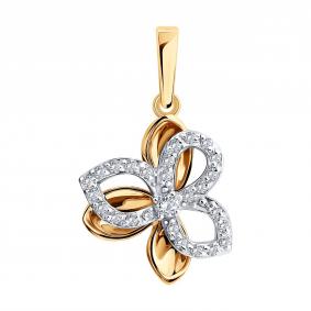 Золотая подвеска SOKOLOV 036874 с фианитом 036874 фото