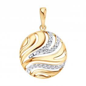 Золотая подвеска SOKOLOV 036882 с фианитом 036882 фото