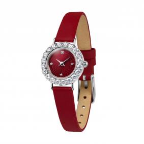 Серебряные часы Часовой завод Ника 0377W.2.9.87C с фианитом, кварцем и ювелирным кристаллом 0377W.2.9.87C фото