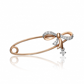 Брошь из комбинированного золота Platina 04-0116-00-401-1111-03 с фианитом 04-0116-00-401-1111-03 фото