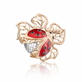 Золотая брошь Platina 04-0124-00-402-1110-25 с фианитом и эмалью 04-0124-00-402-1110-25 фото