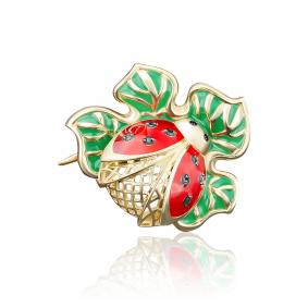 Брошь из лимонного золота Platina 04-0124-01-402-1130-25 с фианитом и эмалью 04-0124-01-402-1130-25 фото