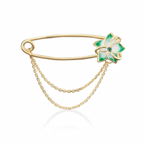 Булавка из лимонного золота Platina 04-0128-00-404-1130-25 с фианитом и эмалью 04-0128-00-404-1130-25 фото