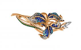 Золотая брошь Platina 04-0129-00-404-1110-53 с фианитом и эмалью 04-0129-00-404-1110-53 фото