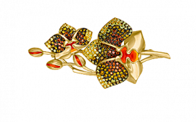Брошь из лимонного золота Platina 04-0130-00-404-1130-53 с фианитом и эмалью 04-0130-00-404-1130-53 фото