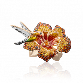 Золотая брошь Platina 04-0134-00-404-1110-53 с фианитом и эмалью 04-0134-00-404-1110-53 фото