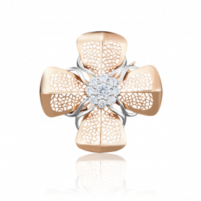 Брошь-подвеска из комбинированного золота Platina с фианитом 04-0139-00-401-1111-48 04-0139-00-401-1111-48 фото