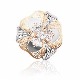 Брошь из комбинированного золота Platina 04-0140-00-401-1111-65 с фианитом 04-0140-00-401-1111-65 фото