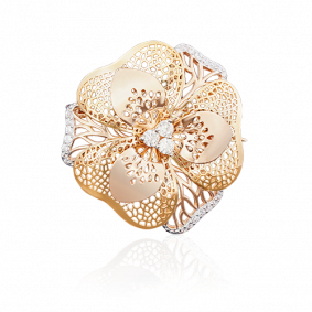 Брошь из комбинированного золота Platina 04-0140-00-401-1113-65 с фианитом 04-0140-00-401-1113-65 фото