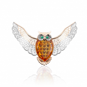 Золотая брошь-подвеска Platina с янтарем и фианитом 04-0145-00-272-1110-46 04-0145-00-272-1110-46 фото