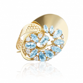 Брошь из лимонного золота Platina 04-0148-00-207-1130-46 с топазом и фианитом 04-0148-00-207-1130-46 фото