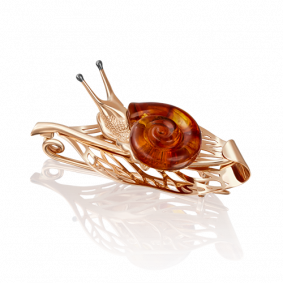 Золотая брошь Platina 04-0155-01-271-1110-46 с янтарём 04-0155-01-271-1110-46 фото