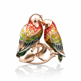 Золотая брошь Platina 04-0157-00-404-1110-48 с фианитом и эмалью 04-0157-00-404-1110-48 фото