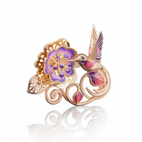 Золотая брошь Platina 04-0159-00-402-1110-48 с фианитом и эмалью 04-0159-00-402-1110-48 фото