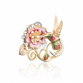 Брошь из лимонного золота Platina 04-0159-01-402-1130-48 с фианитом и эмалью 04-0159-01-402-1130-48 фото