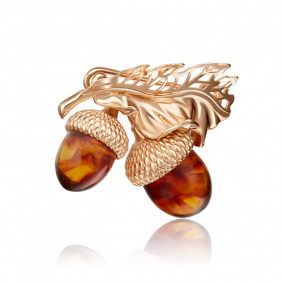 Золотая брошь Platina 04-0166-01-271-1110-46 с янтарём 04-0166-01-271-1110-46 фото