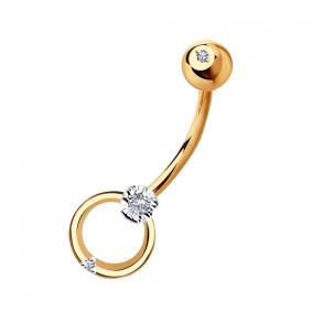 Золотой пирсинг в пупок Золотые узоры с фианитом 04-0176 04-0176 фото