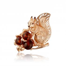 Золотая брошь Platina 04-0180-01-271-1110-46 с янтарём и эмалью 04-0180-01-271-1110-46 фото