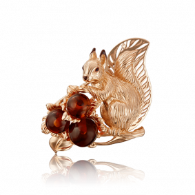 Золотая брошь Platina 04-0180-01-271-1110-46 с янтарём и эмалью 04-0180-01-271-1110-46 фото