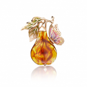 Золотая брошь Platina с янтарем и витражной эмалью 04-0183-00-271-1110-46 04-0183-00-271-1110-46 фото