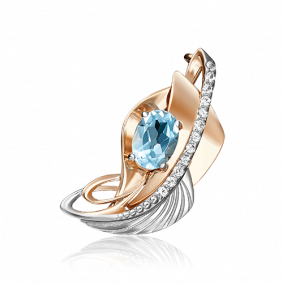 Брошь из комбинированного золота Platina 04-0190-00-201-1111-57 с топазом 04-0190-00-201-1111-57 фото