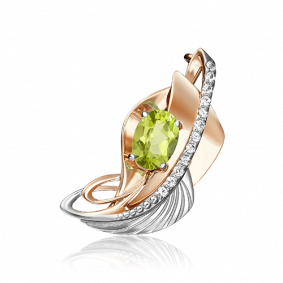 Брошь из комбинированного золота Platina 04-0190-00-243-1111-57 с топазом и хризолитом 04-0190-00-243-1111-57 фото