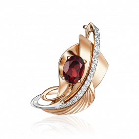 Золотая брошь Platina 04-0190-00-264-1110-57 с топазом и гранатом 04-0190-00-264-1110-57 фото