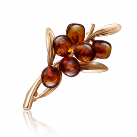 Золотая брошь Platina 04-0195-01-271-1110-46 с янтарём 04-0195-01-271-1110-46 фото