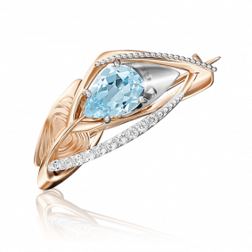 Брошь из комбинированного золота Platina 04-0196-00-201-1111-57 с топазом 04-0196-00-201-1111-57 фото