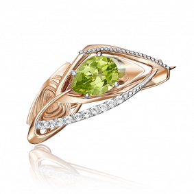 Брошь из комбинированного золота Platina 04-0196-00-243-1111-57 с топазом и хризолитом 04-0196-00-243-1111-57 фото