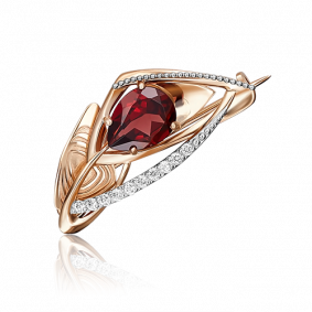 Брошь из комбинированного золота Platina 04-0196-00-264-1111-57 с топазом и гранатом 04-0196-00-264-1111-57 фото