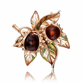 Золотая брошь Platina 04-0197-00-271-1110-46 с янтарём и эмалью 04-0197-00-271-1110-46 фото